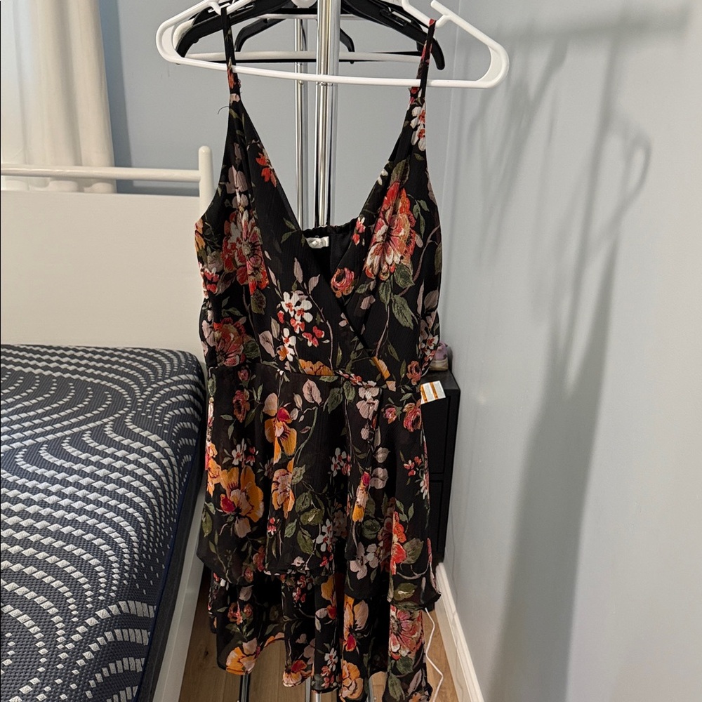 Maurices Elegant Black Dress with Floral Accents